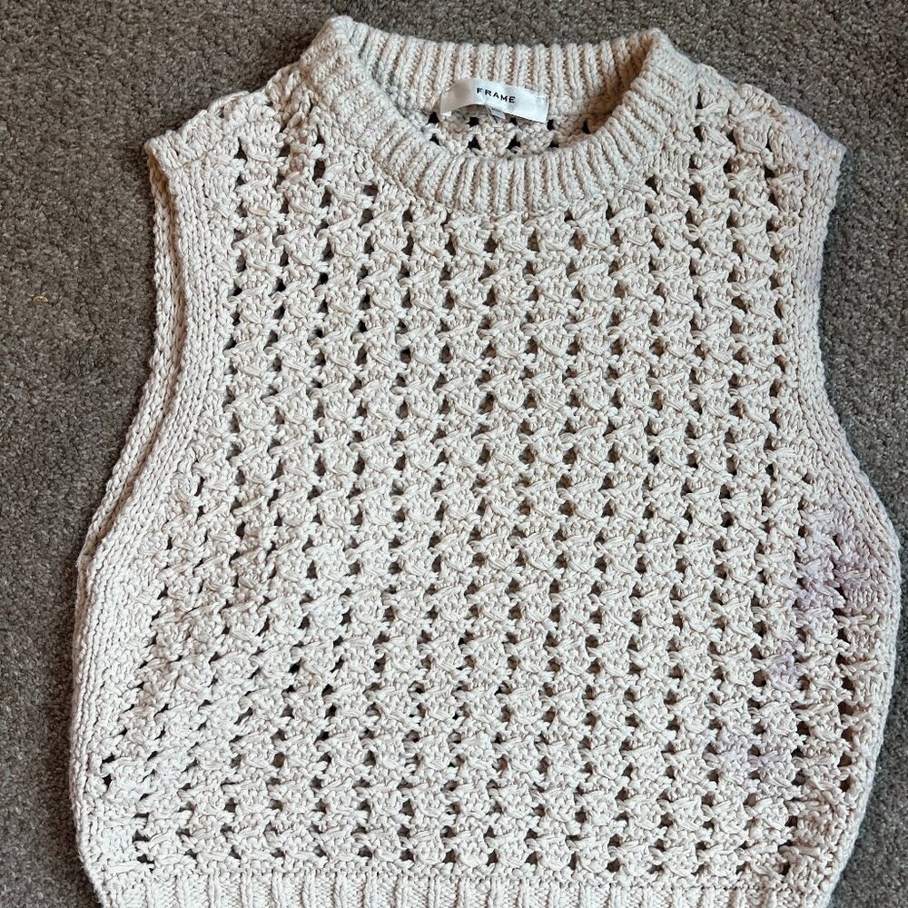 FRAME Knit Sweater Vest, Cream Colored